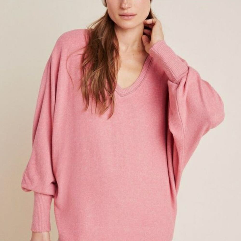 Saturday Sunday by Anthropologie - Long Sleeve V-Neck Sweater Top Pink / Size M - Picture 4 of 5